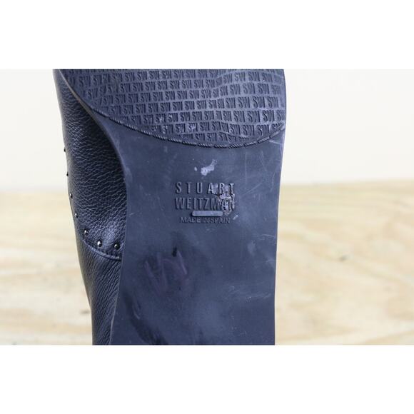 Stuart Weitzman Shoes Womens 8M Black Leather Oxfords Studs Trim Derby Spain - Picture 7 of 10